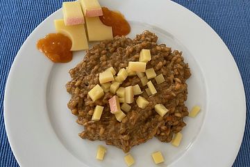 Römisches Getreide-Risotto "Ostallgäu" mit typischen Allgäuer Käsen, Äpfeln und Sanddorn
