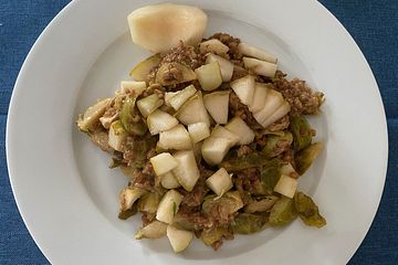 Römisches Getreide-Risotto "Oberer Vinschgau" mit Palabirne und Brokkoli und Kohlsprossen