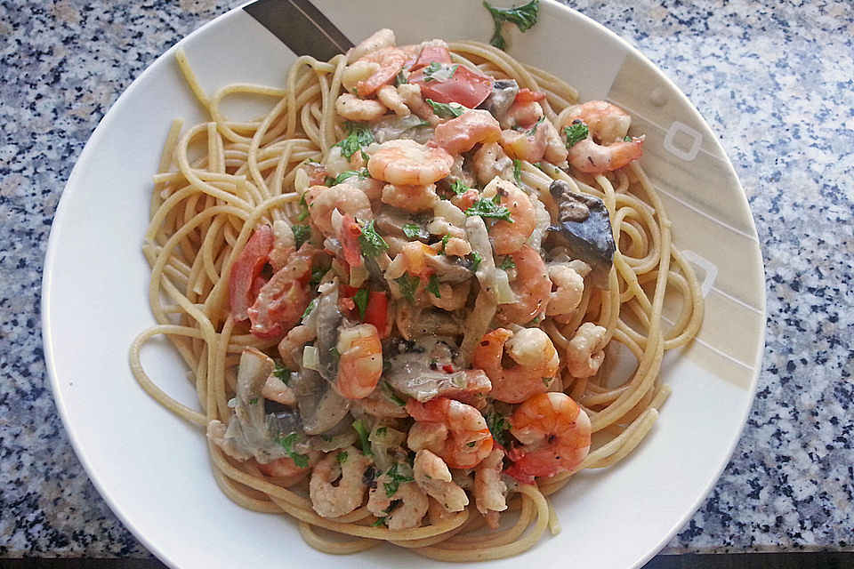 Shrimps - Weißwein - Sauce für Pasta