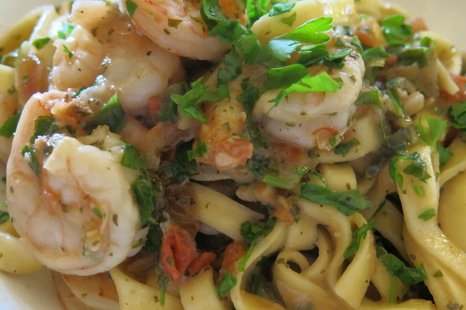 Shrimps - Weißwein - Sauce für Pasta