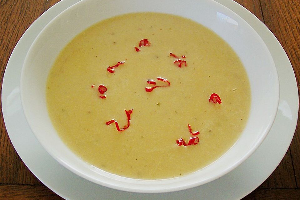 Topinambur - Cremesuppe mit weißer Schokolade und Chili