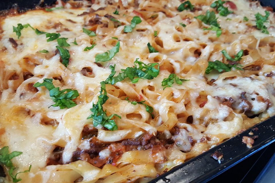 Tagliatelle verde, überbacken