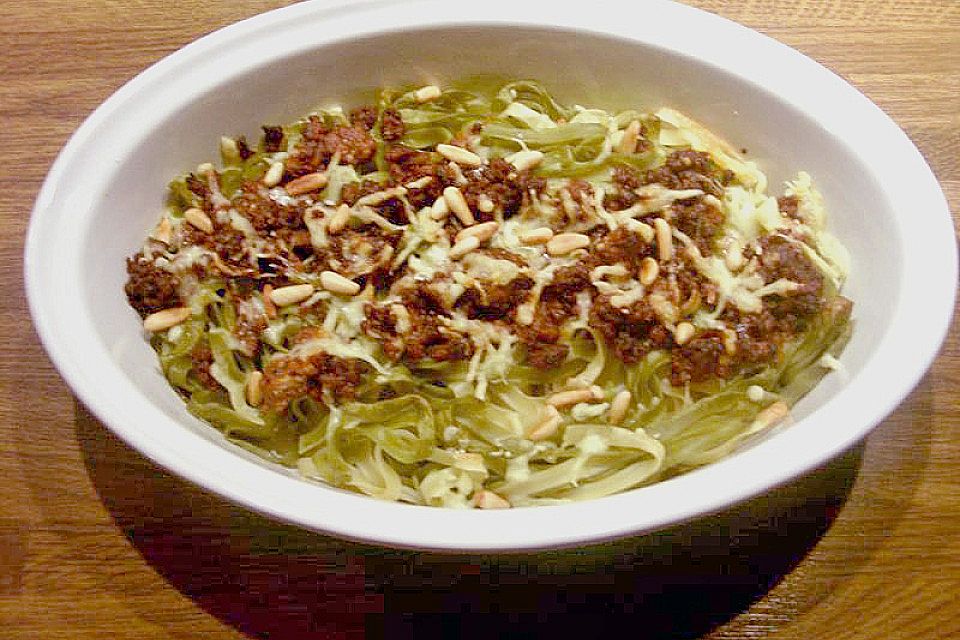 Tagliatelle verde, überbacken