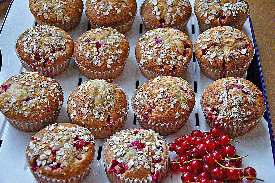 Haferflocken - Johannisbeer - Muffins