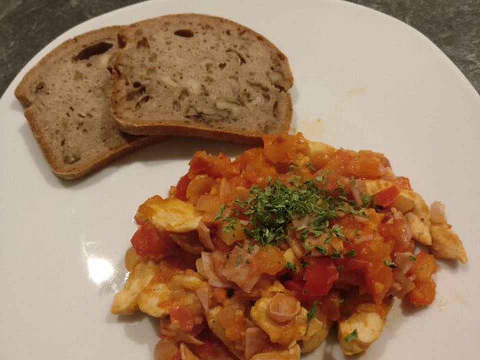 Hähnchenpfanne mit Paprika und Schinken von timo_breulmann| Chefkoch