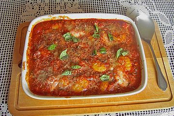 Rotbarschauflauf mit Gnocchi