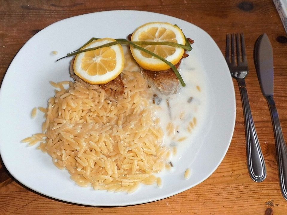Gegrillter Thunfisch mit Kritharaki und Weißwein-Sahnesauce von ...