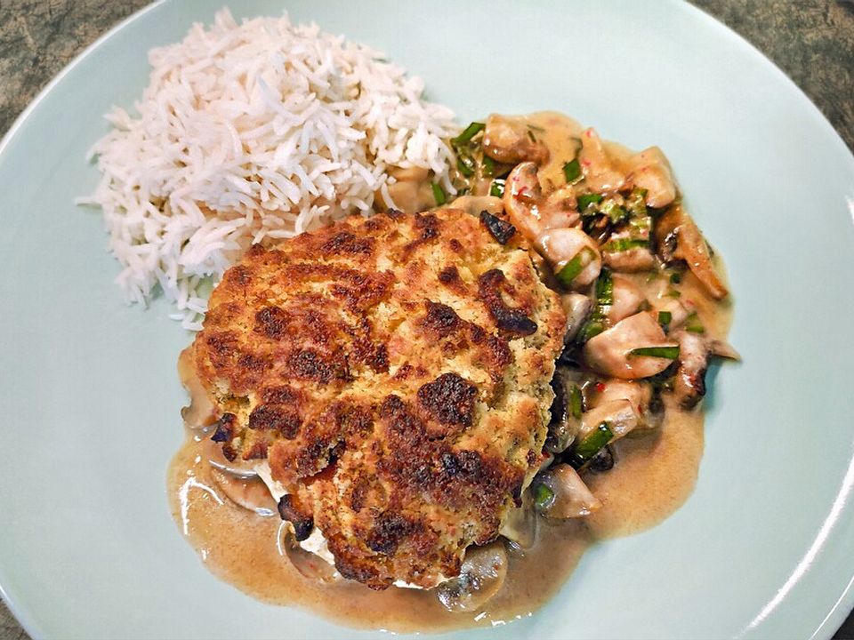 Hähnchenfilet mit Aprikosen-Senf-Kruste auf Champignon-Vanille-Ragout ...