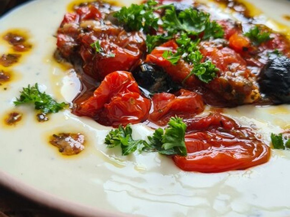 Feta-Kräuterdip mit gegrillten Tomaten von schnucki25| Chefkoch
