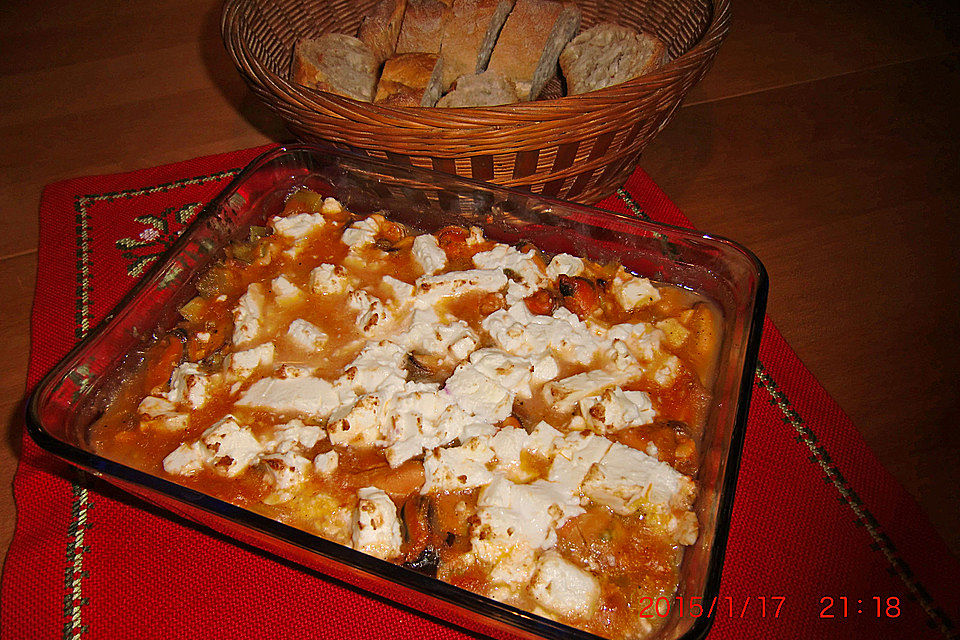 Überbackene Miesmuscheln mit Feta