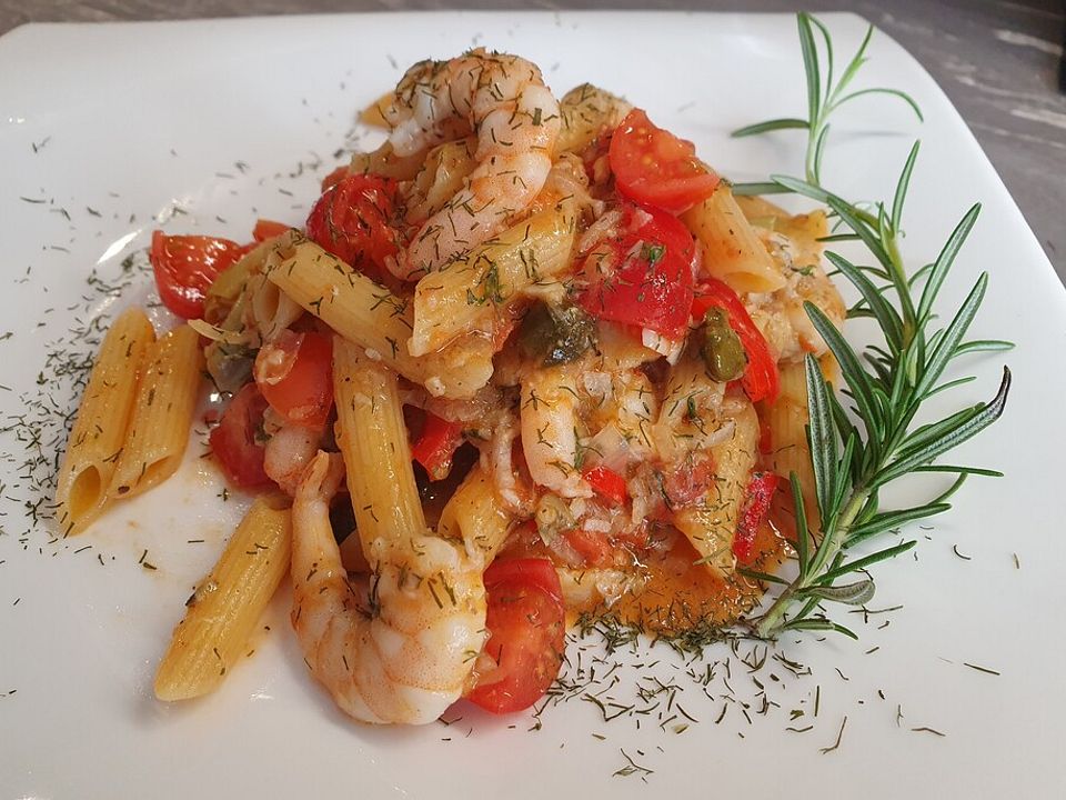 Mediterrane Garnelenpfanne mit Pasta von ngerls| Chefkoch