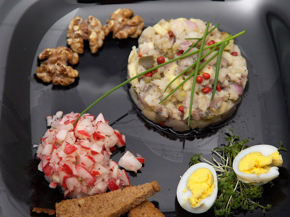 Tatar vom Fisch - Matjestatar mit Radieschensalat, karamellisierten ...