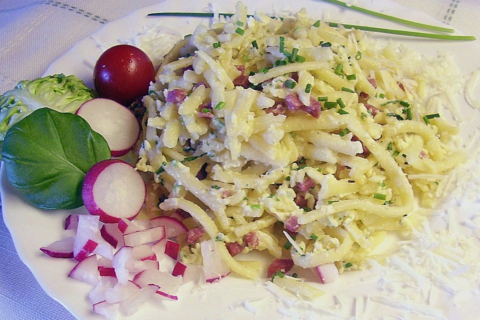 Gebratene Spätzle mit Schinken