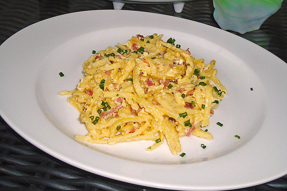 Gebratene Spätzle mit Schinken