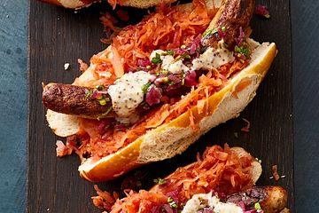 Hotdog mit Sauerkraut