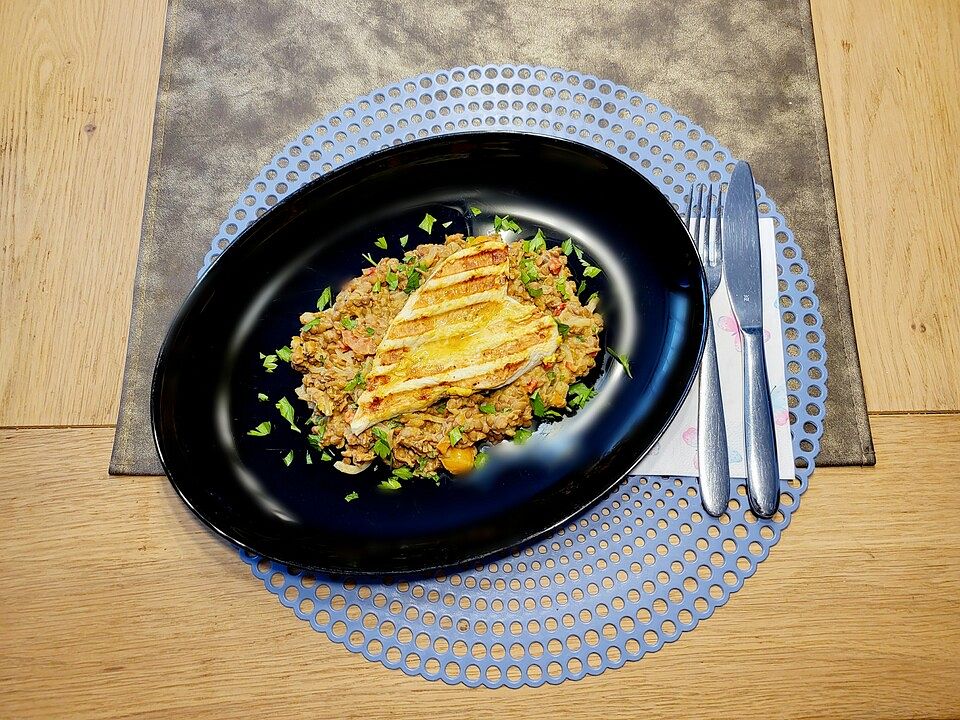 Senf-Hähnchen auf cremig-scharfem Currygemüse von Cooking-Julchen| Chefkoch