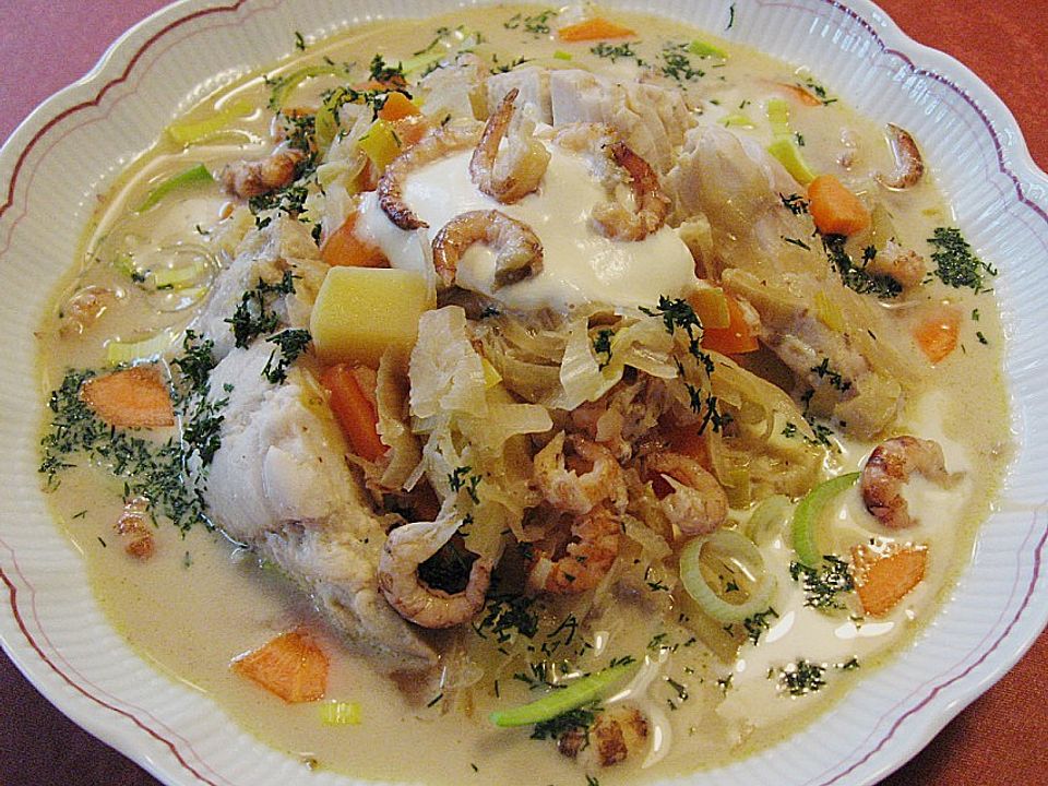 Sauerkrautsuppe mit Fisch von garfield| Chefkoch