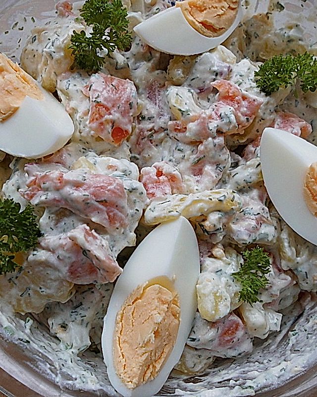 Kartoffelsalat mit Lachs