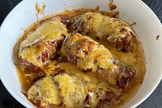 Überbackene Hähnchenbrust im Baconmantel mit BBQ-Sauce von Zulsaframano ...