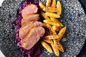 Entenbrust mit Asia-Rotkohl