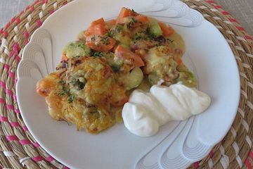Süßkartoffel-Rosenkohl-Auflauf