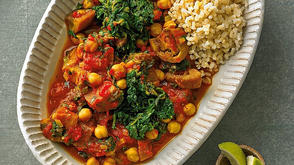 Auberginen-Curry mit Basmati-Reis