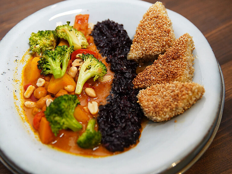 Indian Summer - Indisches Gemüse-Curry mit schwarzem Reis und Honig ...
