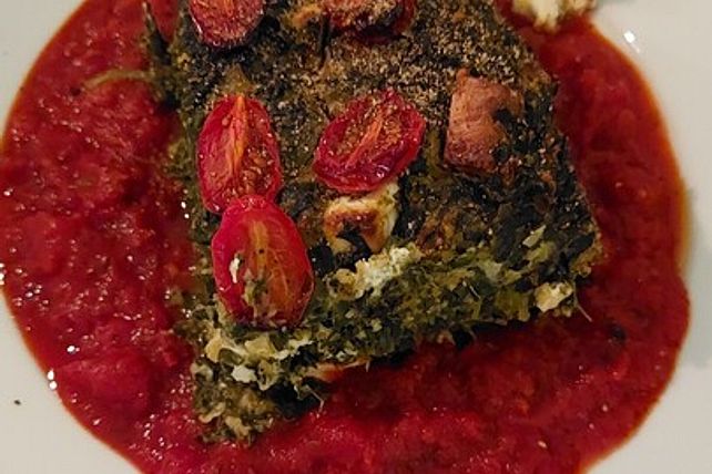 Spinatkuchen mit Tomatensugo von henninggunther| Chefkoch