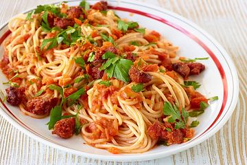 Spaghetti mit Chorizo-Bröseln