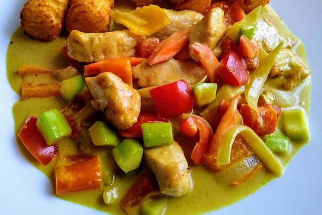 Hühnerbrust mit Gemüse in Curry-Sahnesauce von zuiko| Chefkoch