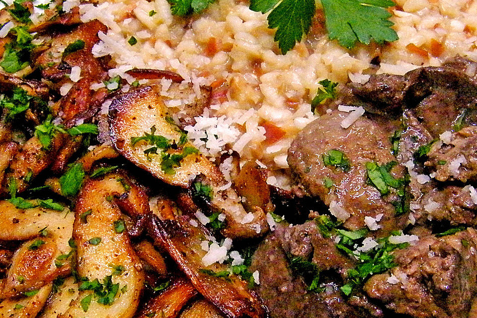 Risotto mit Geflügelleber und Steinpilzen