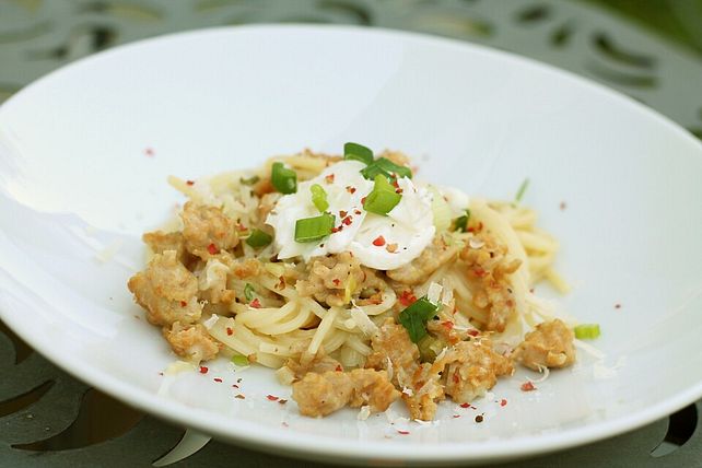 Spaghetti mit Hackfleisch und Burrata von ManuGro| Chefkoch