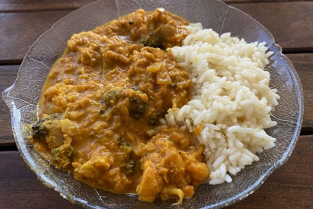 Rotes Linsencurry mit Brokkoli und Blumenkohl von johannahaui| Chefkoch