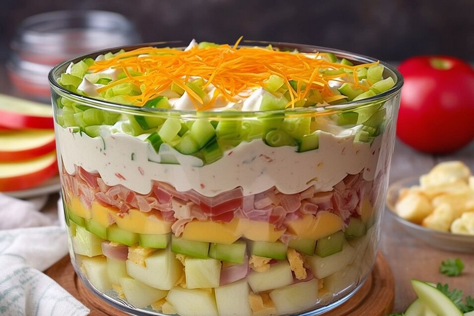 Fruchtig-pikanter Schichtsalat