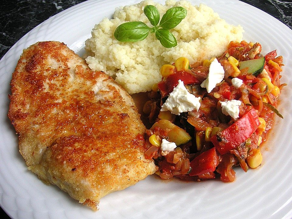 Puten - Parmesan - Schnitzel mit Feta - Gemüsepfanne von foodilicious ...