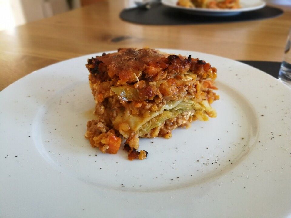 Wirsing-Lasagne mit Linsen-Bolognese von Kreidefrau| Chefkoch