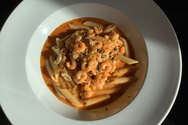 Garnelen mit Hummersoße und grünem Pfeffer an Taglierini von Rubinchen2 ...