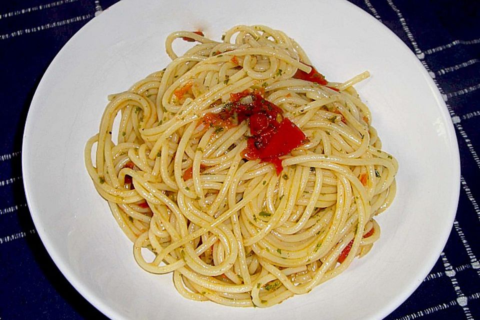 Spaghetti in Knoblauch und Öl