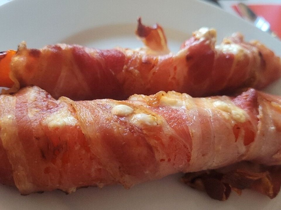 Gefüllte Spitzpaprika im Baconmantel aus der Heißluftfritteuse von ...