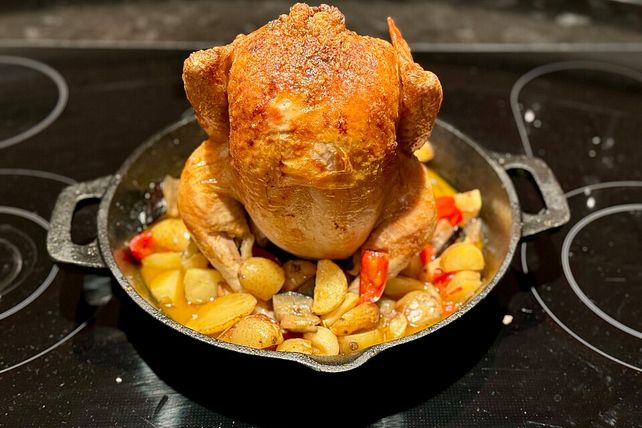 Knuspriges Brathähnchen auf dem Ständer von ChrisRass| Chefkoch Knuspriges Brathähnchen auf dem Ständer von ChrisRass| Chefkoch