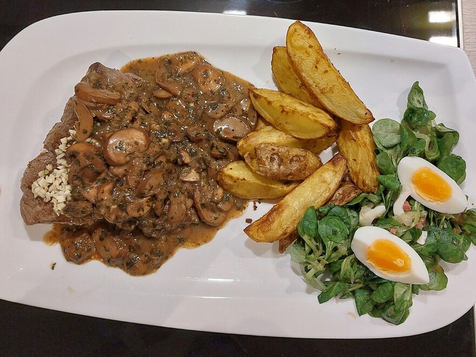 Filetsteaks mit Knoblauch und Champignon-Calvados-Sauce von deftig63 ...