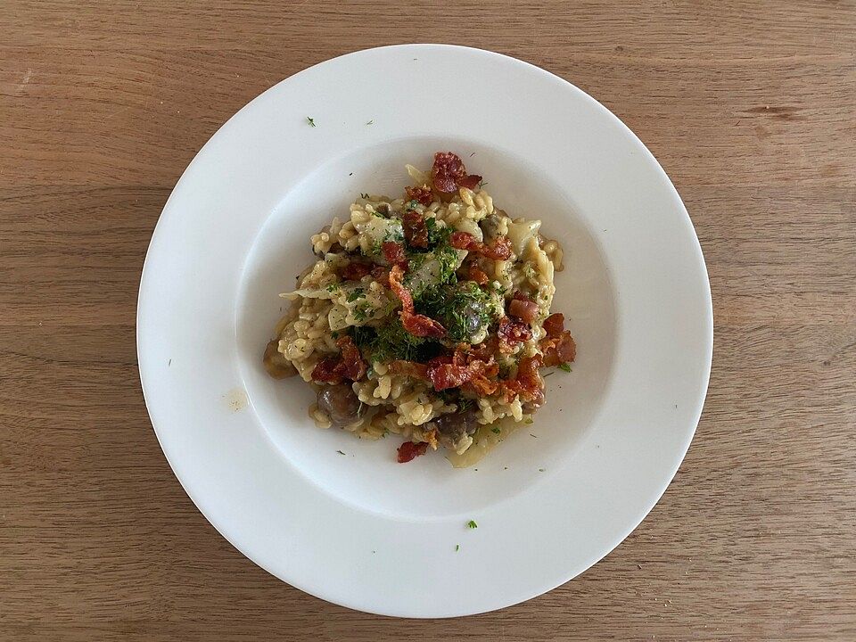 Steinpilz-Fenchel-Risotto mit Maronen und Speck von RiekeH| Chefkoch