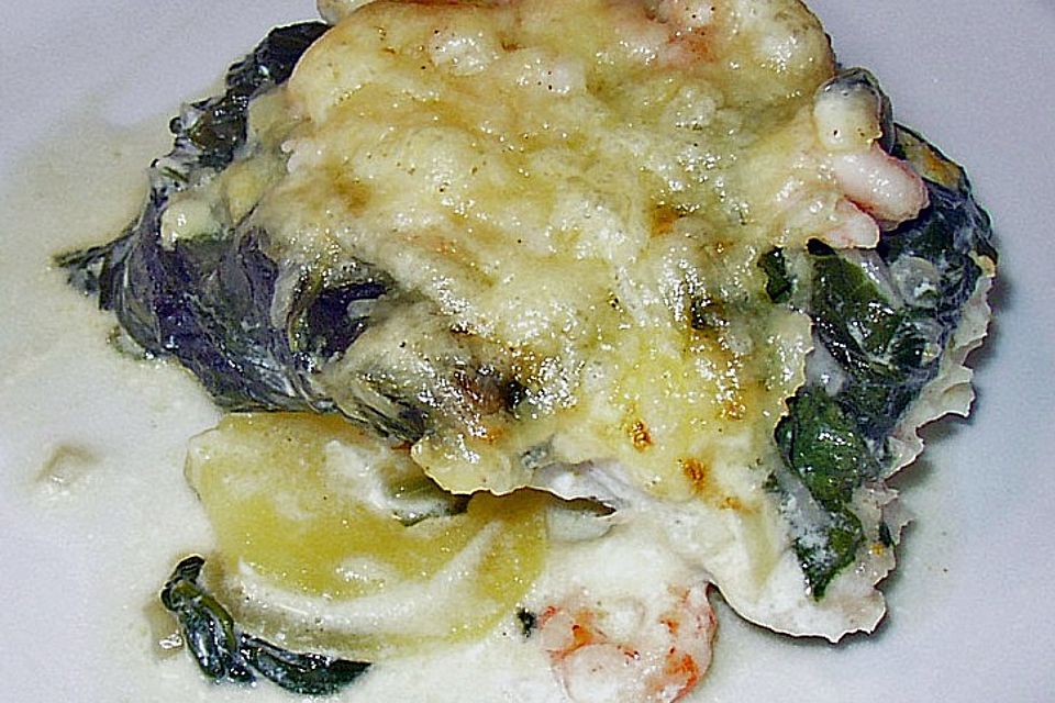 Fisch - Kartoffel - Auflauf mit Spinat und Knoblauch