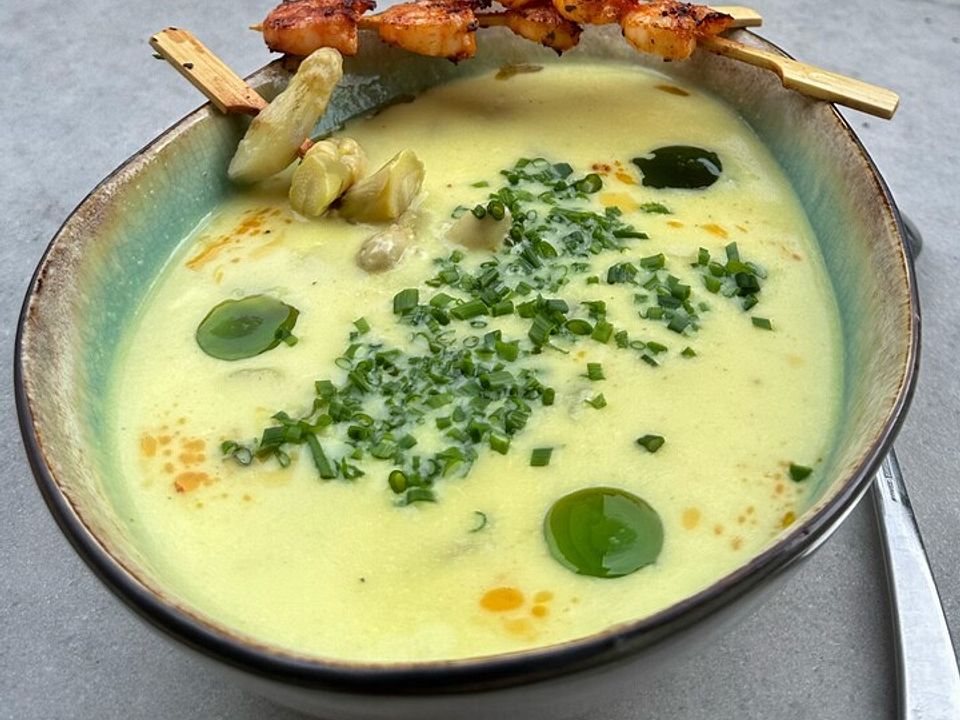 Spargelcremesuppe mit Scampi von JekoCook| Chefkoch