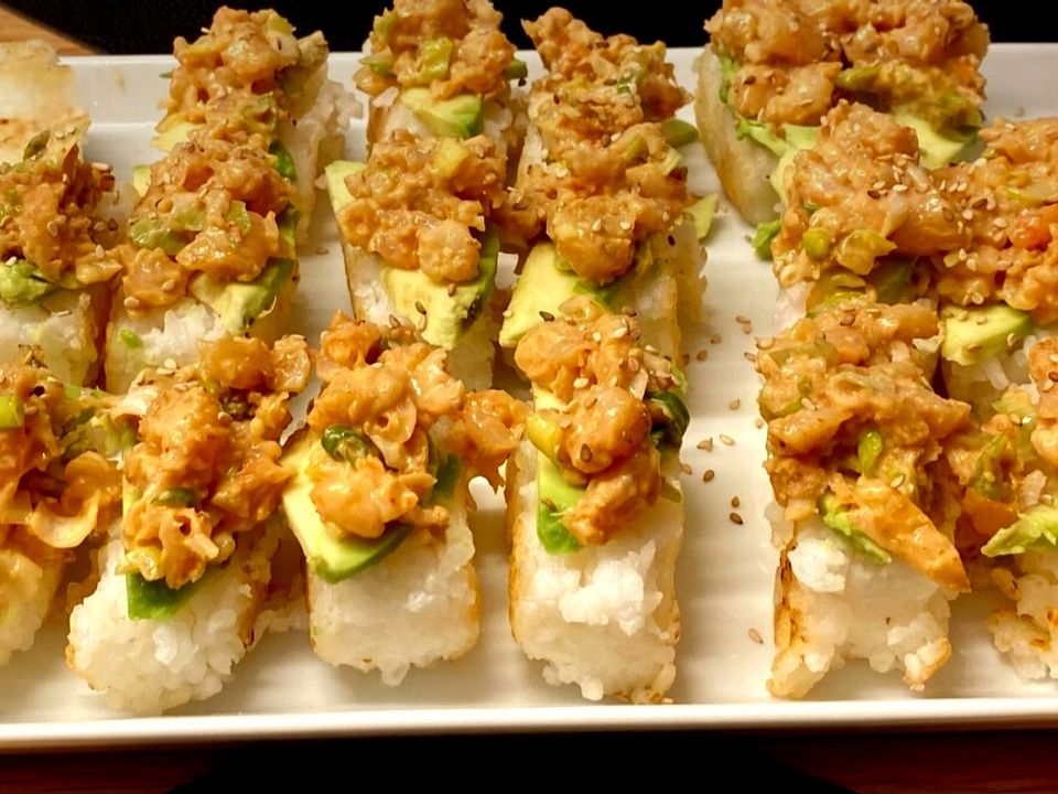 Crispy Rice mit scharfem Garnelen-Salat von Kreidefrau| Chefkoch
