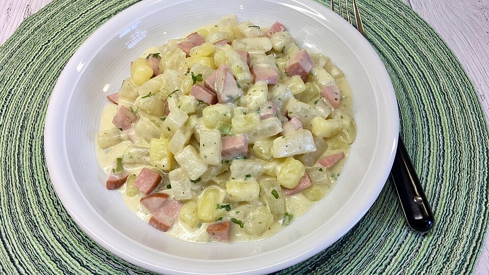Cremiges Ein-Töpfchen mit Kartoffel-Kohlrabi-Fleischwurst-image
