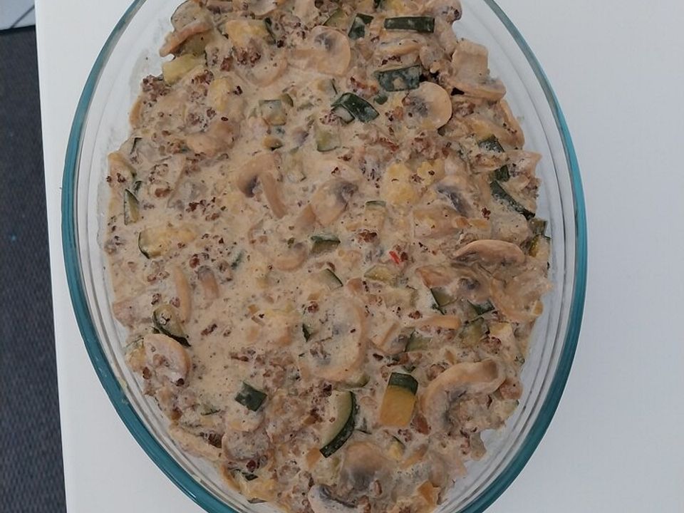 Hackfleischauflauf mit Zucchini und Pilzen von goeckenerma| Chefkoch