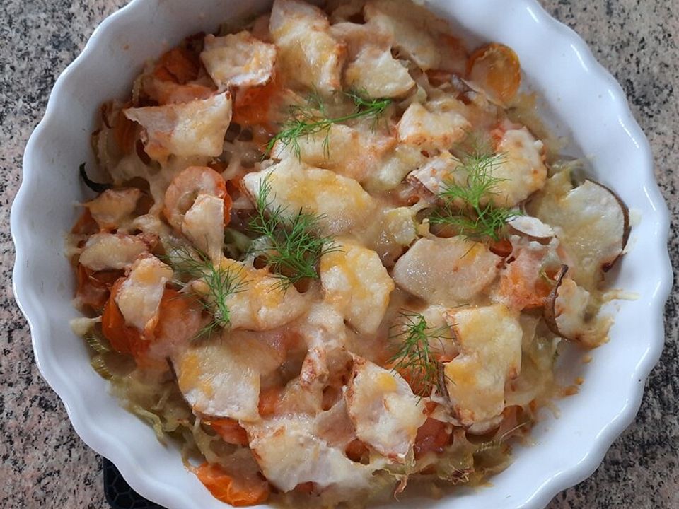 Fenchel, Möhren und Birnen mit Käse überbacken von 007krümeltiger| Chefkoch