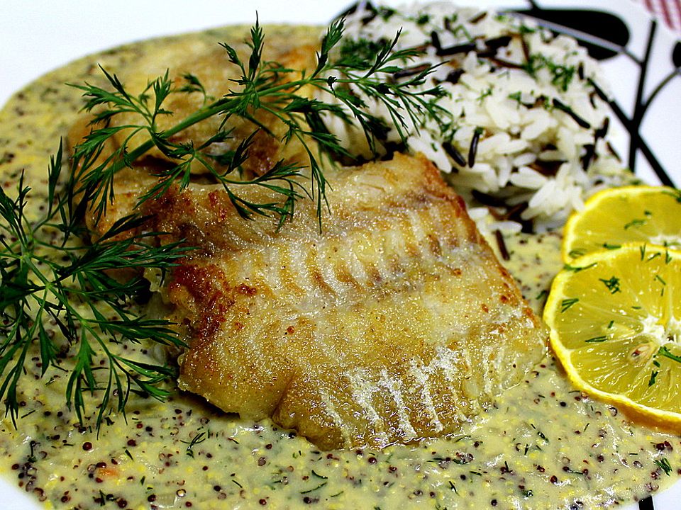 Seelachsfilet mit Senf - Dill - Soße| Chefkoch