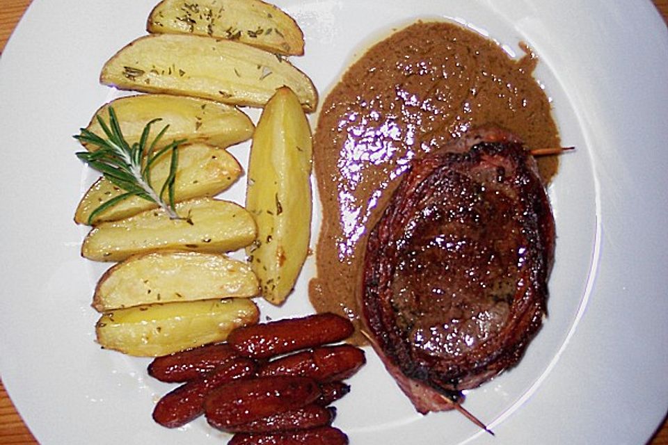 Rinderfiletsteaks im Speckmantel mit Whiskysauce